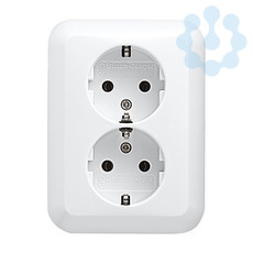 Розетка 2-м Schuko Alpha nea 16А 250В бел. матовый ABB 2014-0-1064