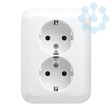 Розетка 2-м Schuko Alpha nea 16А 250В бел. глянцевый ABB 2014-0-1247