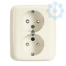 Розетка 2-м Schuko Busch-Duro 2000 SI 16А 250В защ. шторки сл. кость ABB 2021-0-0335