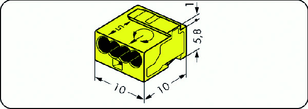 Клеммник MICRO 4х(0.6-0.8) жел. WAGO 243-504