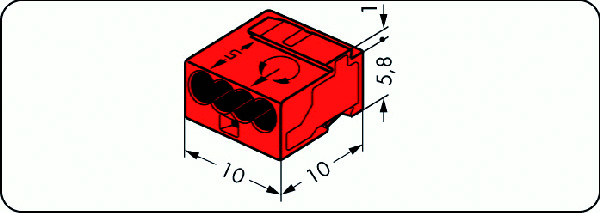 Клеммник MICRO 4х(0.6-0.8) красн. WAGO 243-804