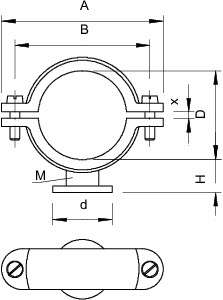 Скоба креп. цокольная 15мм 2960 15 M6 LGR OBO 2130157