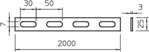 Профиль монтажный перфорир. 25х3х2000мм гор. оцинк. SLH 42 FT OBO 7103611