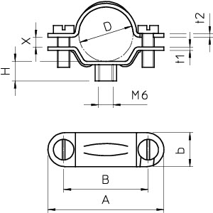 Скоба креп. дистанционная универс. d43-48мм 2900 M6 43-48 G OBO 1383361