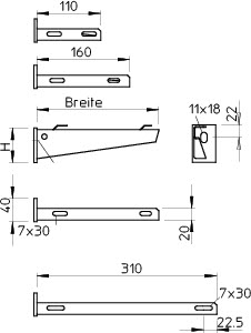 Кронштейн для проволочных лотков 110мм AWG 15 11 VA4571 OBO 6420642