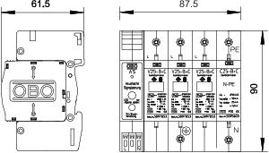 Устройство защиты от импульсных перенапр. УЗИП для силовых сетей 3+NPE (Класс I+II) 280В V25-B+C 3+NPE+AS OBO 5097432