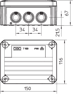 Коробка распр. 150х116х67 Т 100 KL OBO 2007436