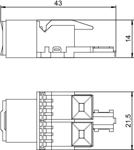 Модуль с суппорт. кат. 5Е разъем RG45 ASM-C5 OBO 6117337