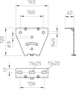 Траверса регулир. для профиля US 3 и рейки 2068 гор. оцинк. KU 3 V FT OBO 6348883
