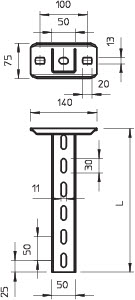 Стойка потолочная US 5 300мм гор. цинк US 5 K 30 FT OBO 6341535