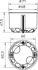 Коробка монтажная 68х47х68 для полых стен HG 60 PP OBO 2003414