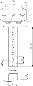 Стойка потолочная US 7 500мм гор. цинк US 7 K 50 FT OBO 6339077