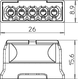 Клемма б/винтов 5 контактная 61 525 LGR OBO 2054507
