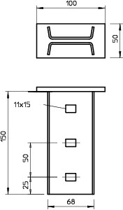 Комплект траверса приварн. 150х68мм KI 8 AOх FT OBO 6347088