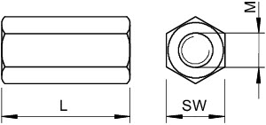 Муфта соединительная для шпильки L40 12005 M10 G OBO 6410103