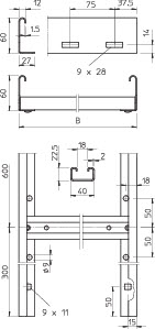 Лоток лестничный 400х60 L6000 сталь 1.5мм SLL 640 CPS 4FS 6000 FS оцинк. OBO 6010624