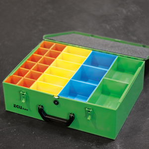 Grün Sortimentskoffer mit 23 Boxen Stahlblech 