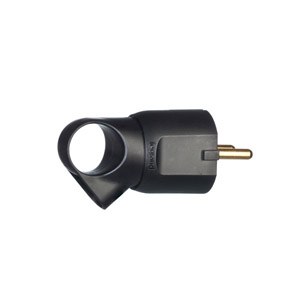 Вилка электрич. каб. Helium 16А 2P+E прямая с кольцом черн. Leg 050194
