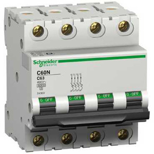 SCHNEIDER ELECTRIC INTERRUPTOR TERMOMAGNETICO C60 N 4X20A 6KA CUR. C