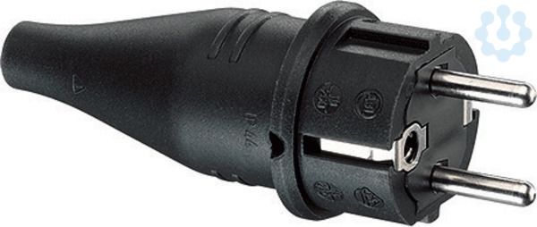 Kontrastecker Schuko 230V Gummi IP44 16A Kabel schwarz Schutzkontakt Stecker 