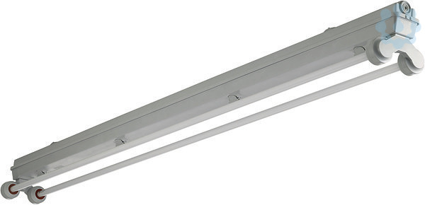 2x58W EVG Feuchtraumleuchte freistrahlend mi Schutzrohr für 2 Leuchtstofflampen 