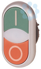 Кнопка двойная с сигнальной лампой; плоский бел./черн. с инд. гравировкой M22-DDLF- - - EATON 284818