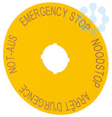 Знак аварийная остановка D=90мм 4-х языках "DE EN NL FR" M22-XAK3 жел. EATON 216467