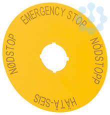 Знак аварийная остановка D=90мм 4-х языках "EN С.В. FI HU" M22-XAK4 жел. EATON 216468