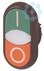 Кнопка двойная с сигнальной лампой; плоский бел./черн. с инд. гравировкой; черн. лицевое кольцо M22S-DDLF- - - EATON 284819